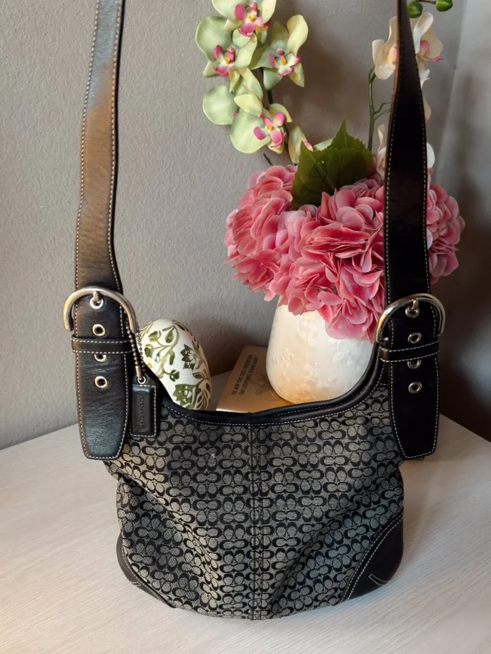 Coach Signature Jacquard Hobo Shoulder Bag